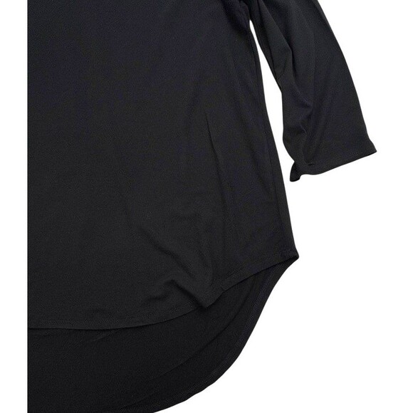 Grace Perfect Fit Black Knit Tunic Top Satin Trim Modern Chic Stretch Career XL - Picture 5 of 14